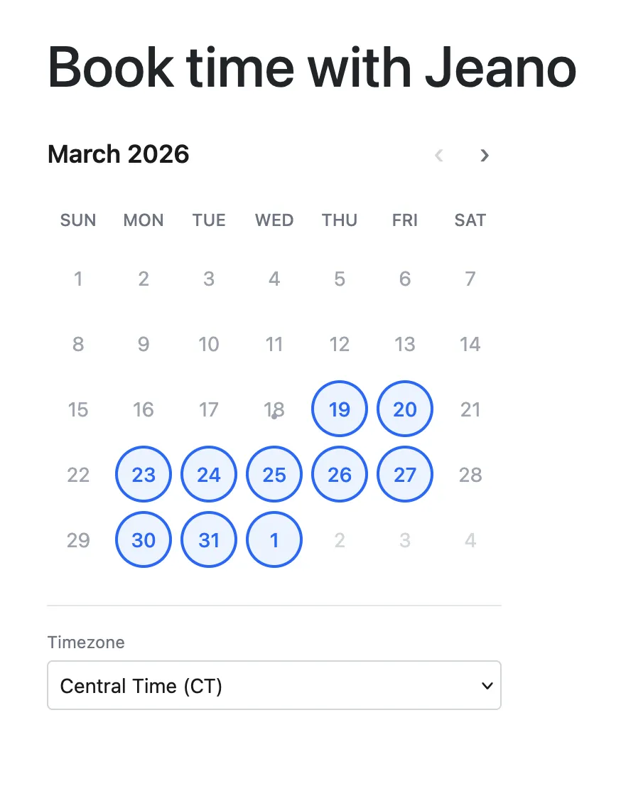 Calendar booking