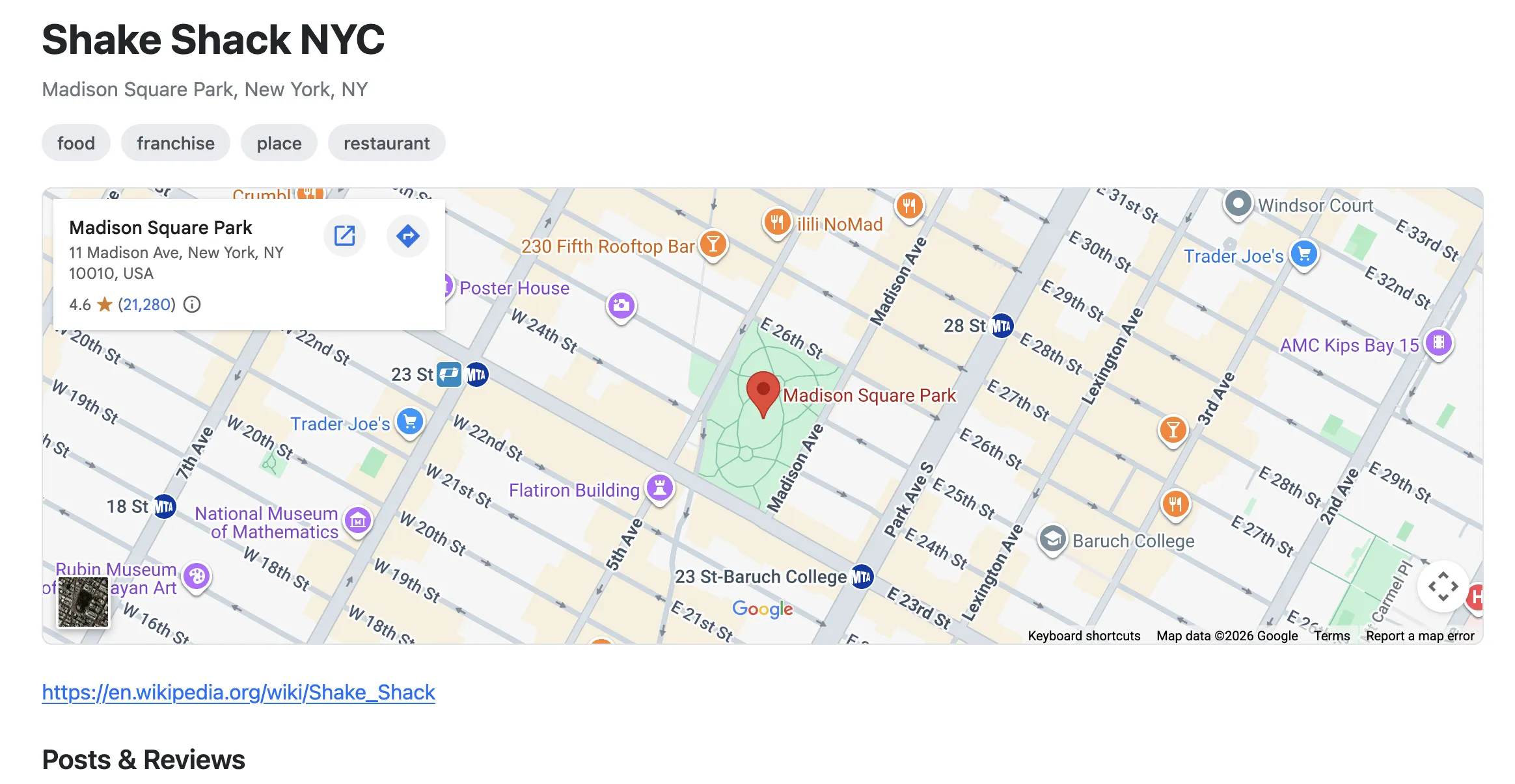 Place detail with map